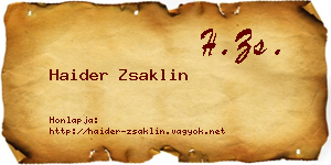Haider Zsaklin névjegykártya